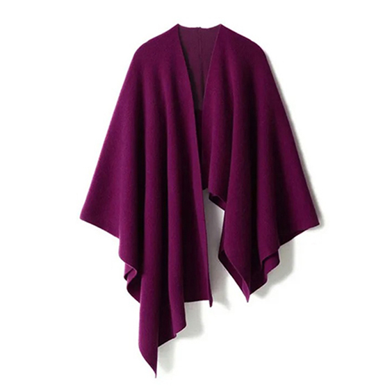 Lady Plain Knitted Cashmere Poncho
