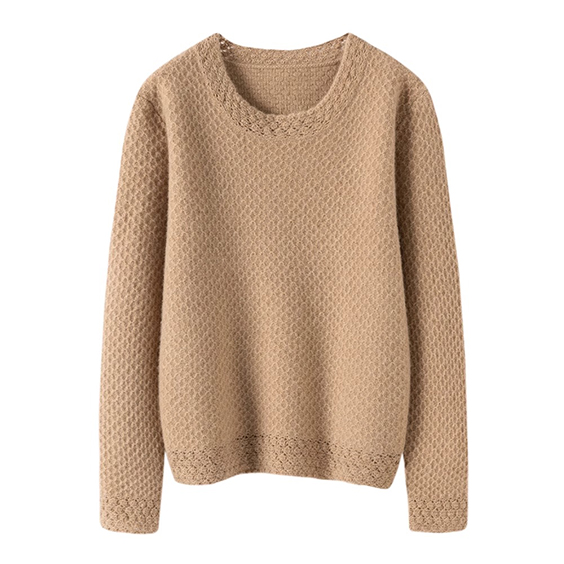 Naisten neulottu Crewneck Cashmere villapaita keltainen