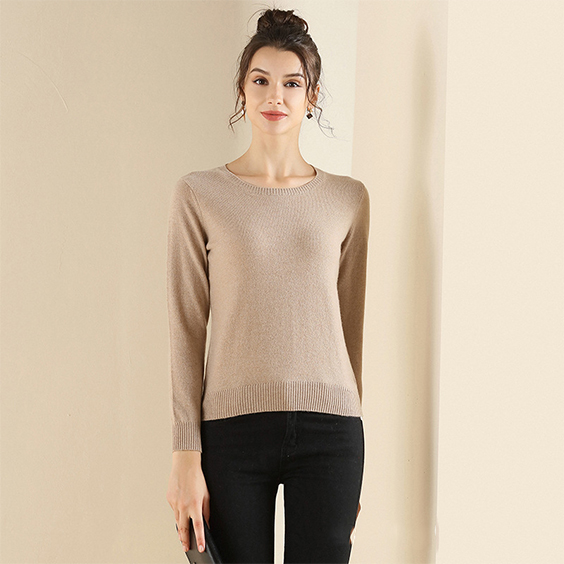 Crew Neck អាវយឺត Cashmere សម្រាប់ស្ត្រី