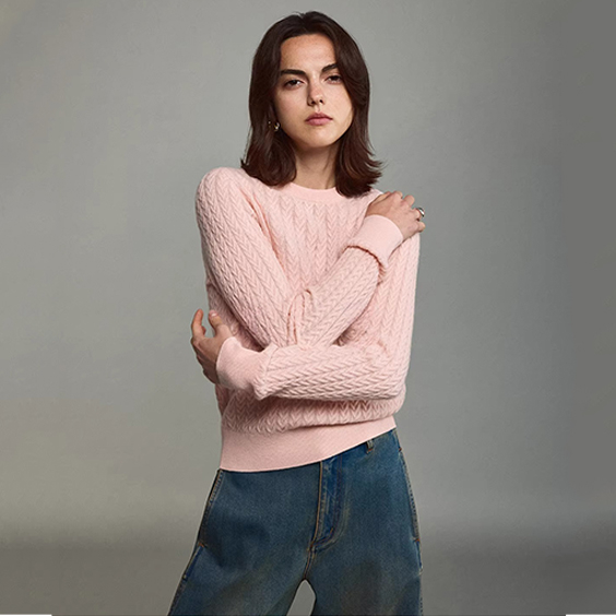 Dame 100 % kashmir sweater producent med rund hals, strikket luksustr&oslash;je