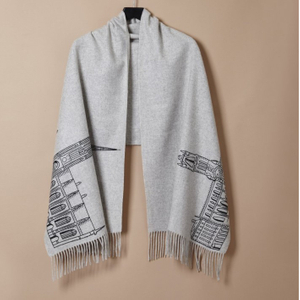 Double Side Print Wool Poncho