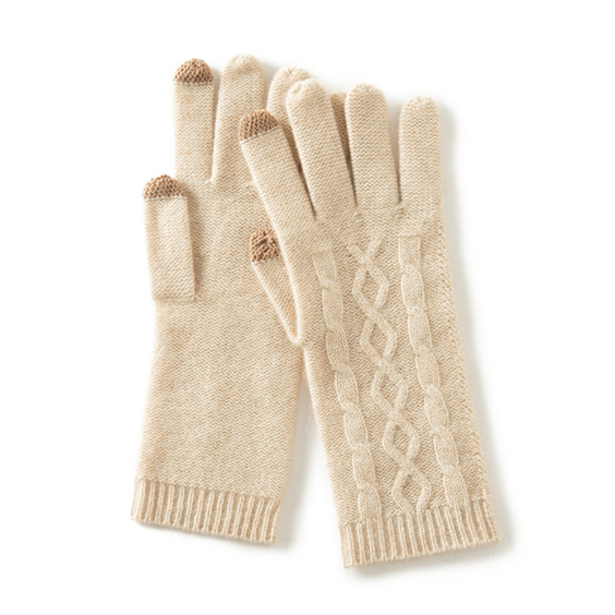Mataas na kalidad na cable knit cashmere guwantes para sa pang-araw-araw na pagsusuot