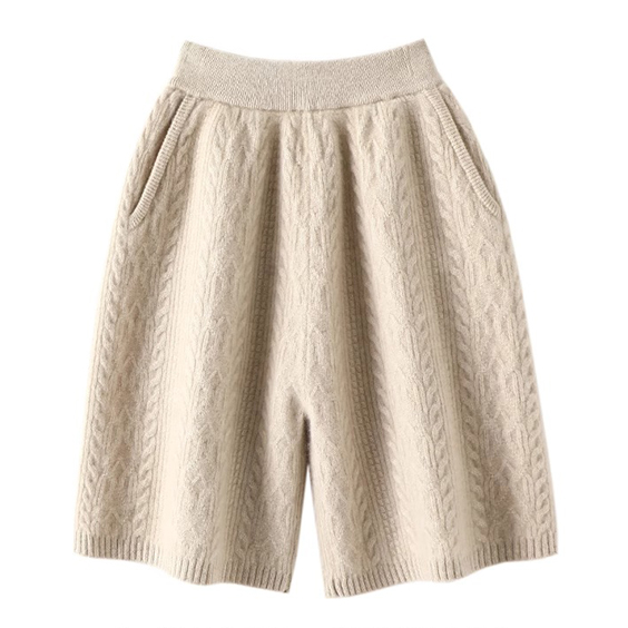 pantaloni in cashmere puri da donna corto