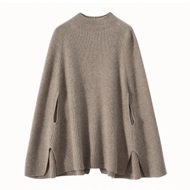 Unikalne wzory, dzianinowa peleryna kaszmirowa z okrągłym dekoltem dla kobiet