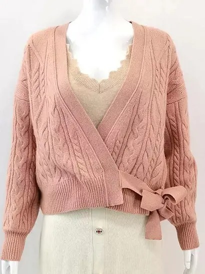 Balletstijl dames V-hals kabelgebreid vest