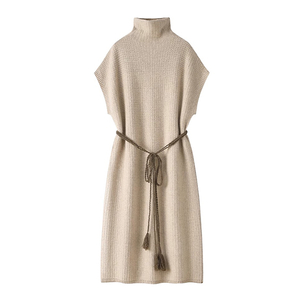 အထူ အင်္ကျီလက်မဲ့ မွန်ဂိုလီးယား လိပ်ပြာ အင်္ကျီလက်ပြတ် ဆွယ်တာ ဂါဝန်