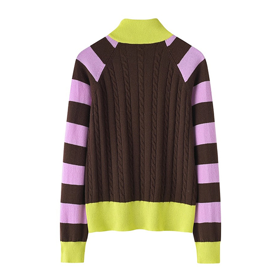 Cardigan con zip in cashmere colorblock da donna - Maglione di lusso in morbida maglia