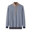 Halv lynl&aring;s strikket Jacquard Cashmere sweater til m&aelig;nd – Luksus bl&oslash;d varm lynl&aring;s tr&oslash;je