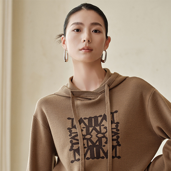 Ritenga Moko Embroidered Knit Wool Hoodie Sweatshirt Hou mo nga Wahine