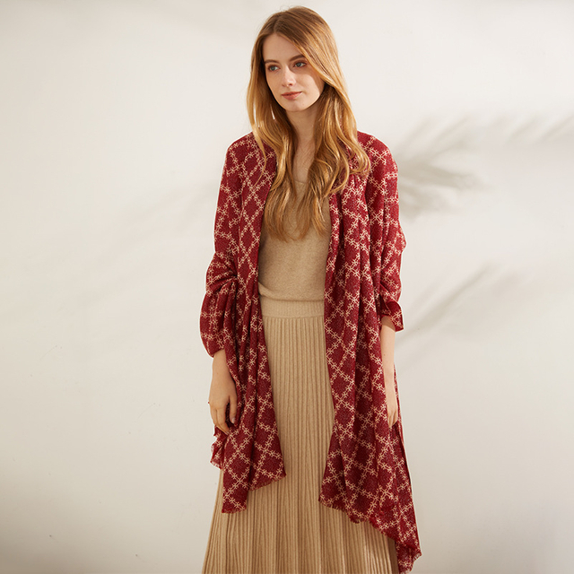 Эмэгтэйчүүдийн том хавтгай ноосон ороолт Ороолт Мөнгөн утастай