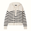 Wanita renda-up striped mongolia cashmere pullover hoodie