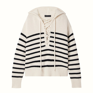 Vroue wat gestreepte Mongolië Cashmere Pullover Hoodie het
