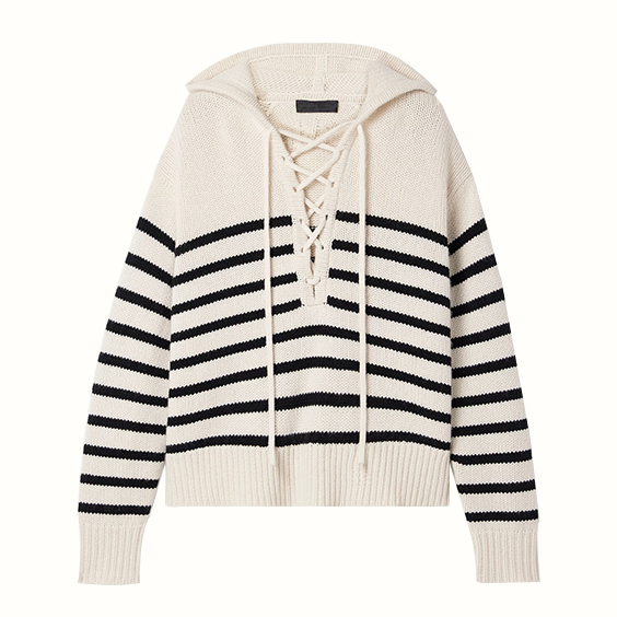Vroue wat gestreepte Mongolië Cashmere Pullover Hoodie het