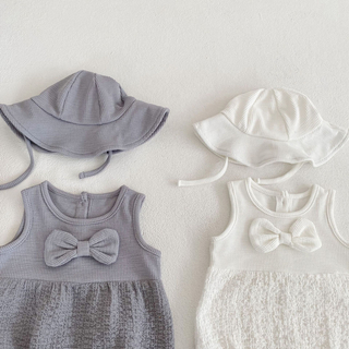  Custom Baby Cat Clothing Sets Sleeveless Thin Kids Summer Clothing Set 2023 Bow Jomper Cotton Baby Rompers Set 