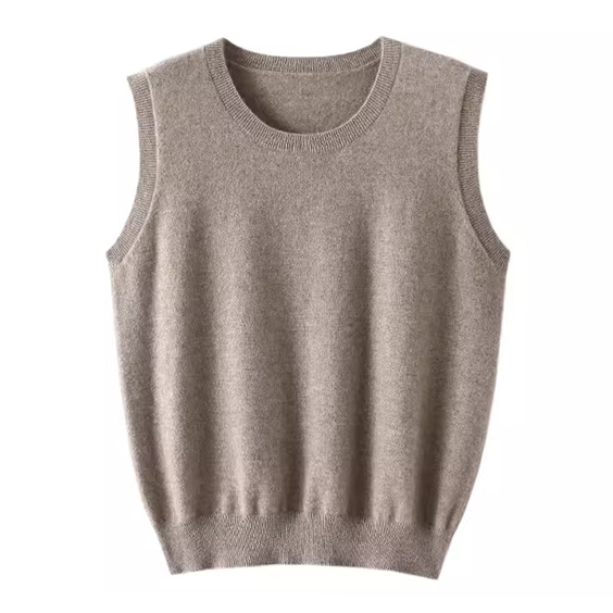 dames kasjmier oversized vest crew nek