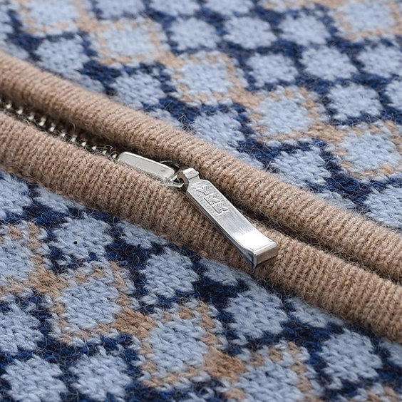 Halv lynl&aring;s strikket Jacquard Cashmere sweater til m&aelig;nd – Luksus bl&oslash;d varm lynl&aring;s tr&oslash;je
