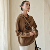 Ritenga Moko Embroidered Knit Wool Hoodie Sweatshirt Hou mo nga Wahine