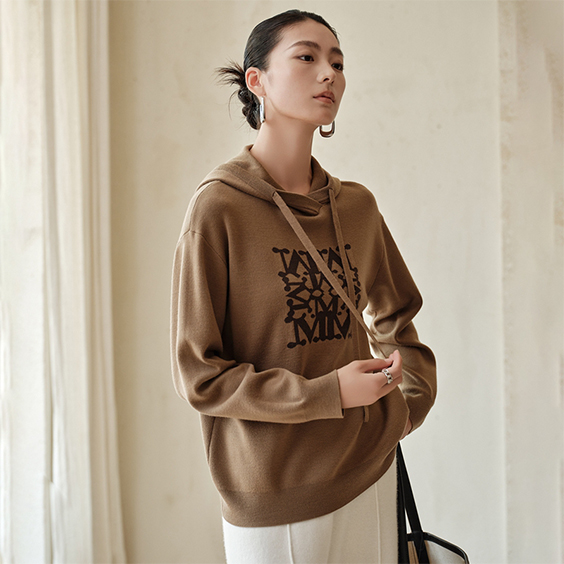 Ritenga Moko Embroidered Knit Wool Hoodie Sweatshirt Hou mo nga Wahine