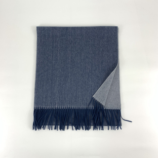 Cashmere Small Double Side Shawls, Dusty Blue&Cream
